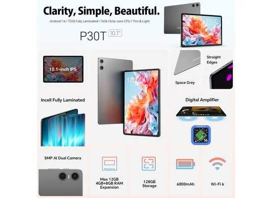 تابلت TECLAST P30T أندرويد 15 10.1 إنش، رام 12GB، سعة 128GB، معالج ثماني النواة 2GHz، بطارية 6000mAh، طقم 10 إكسسوارات - Image 7