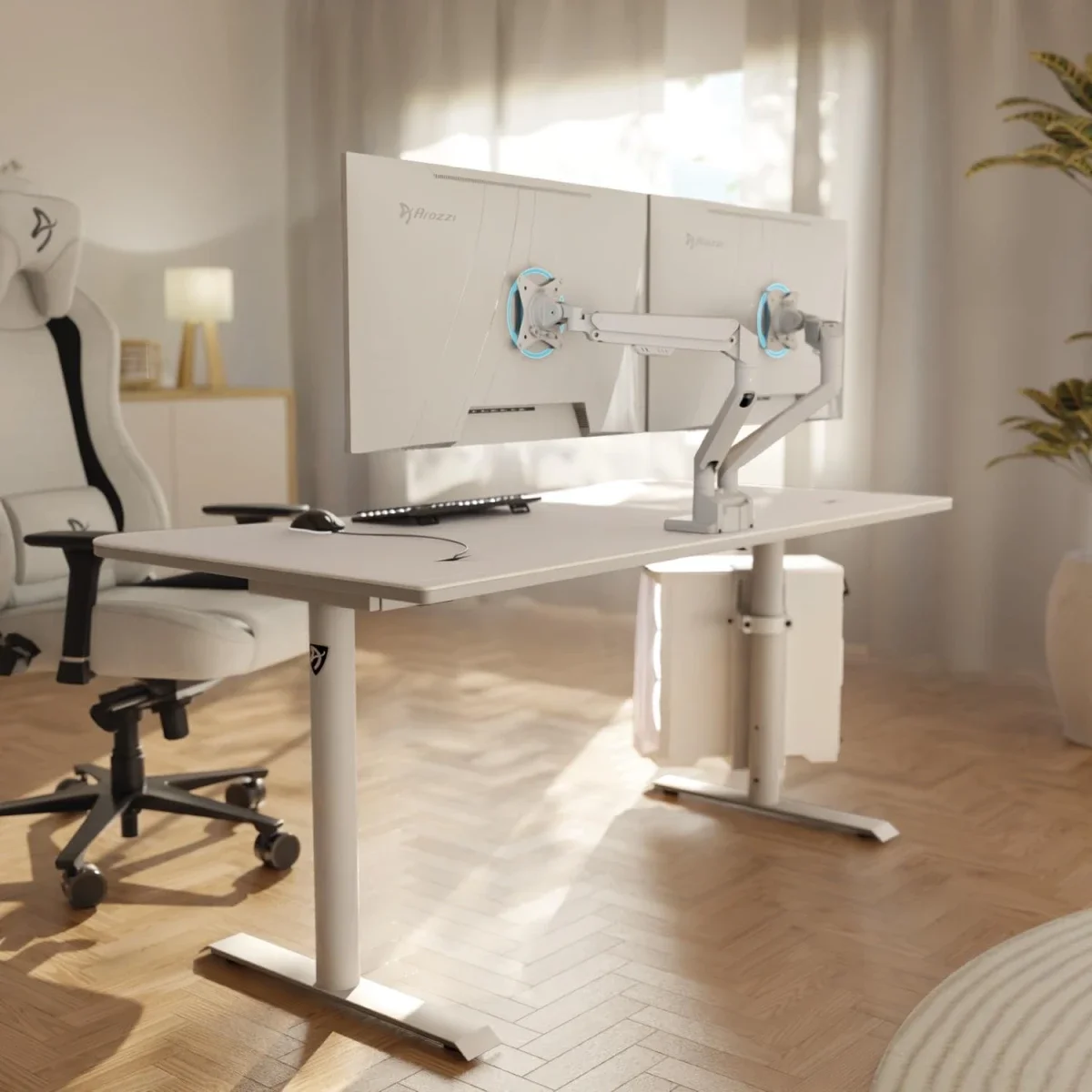 Arozzi Alzare Neo Duo Dual Gas Spring Monitor Arm, Up to 9kg, White - Image 9