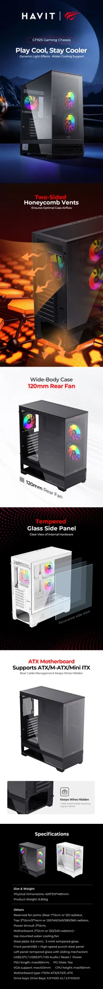 HAVIT CF925 RGB Tempered Glass Gaming Chassis - Thumbnail 2