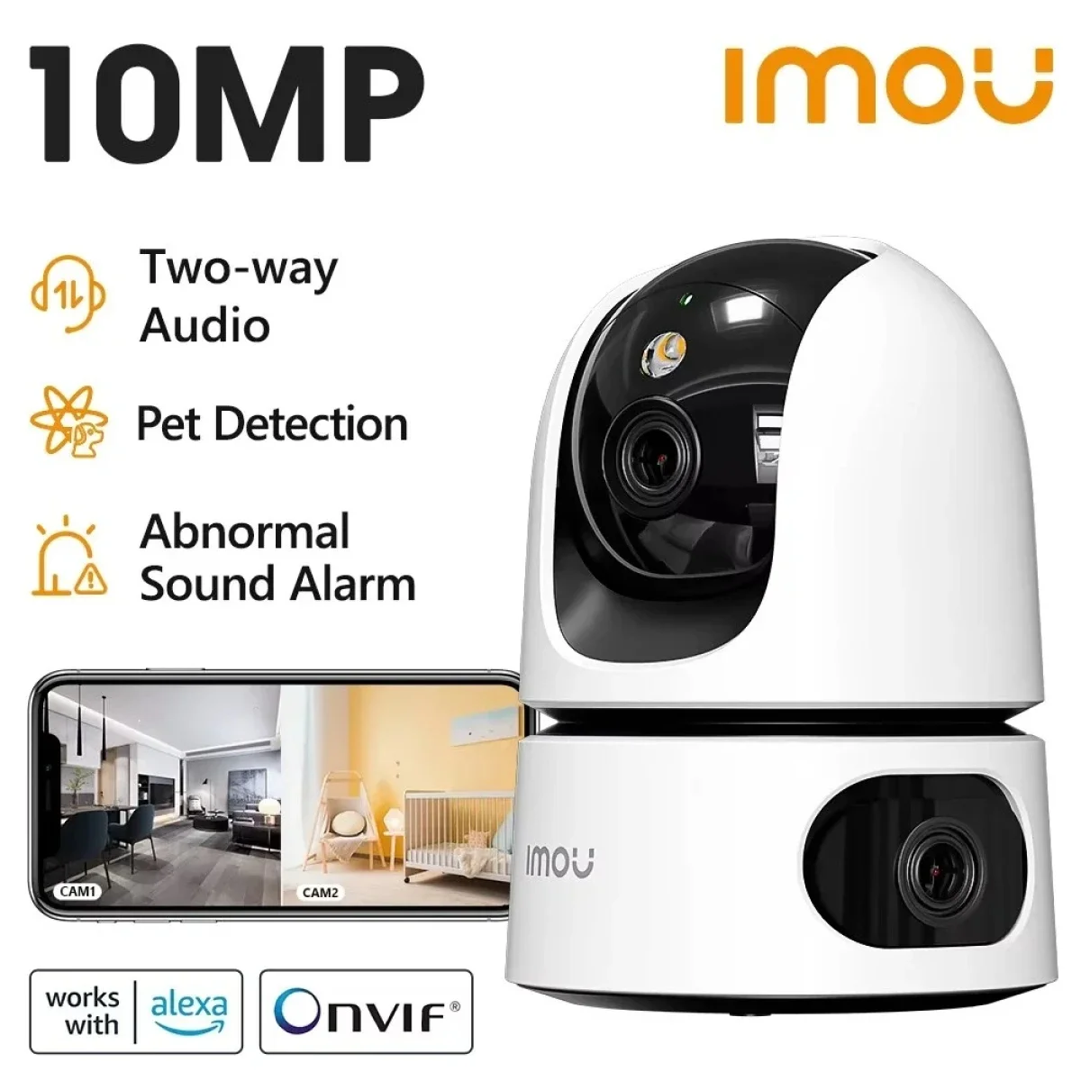 IMOU Ranger Dual 10MP WiFi 360 PT Security Camera with Dual Lens, Human & Pet Detection, Night Vision and Two-Way Talk