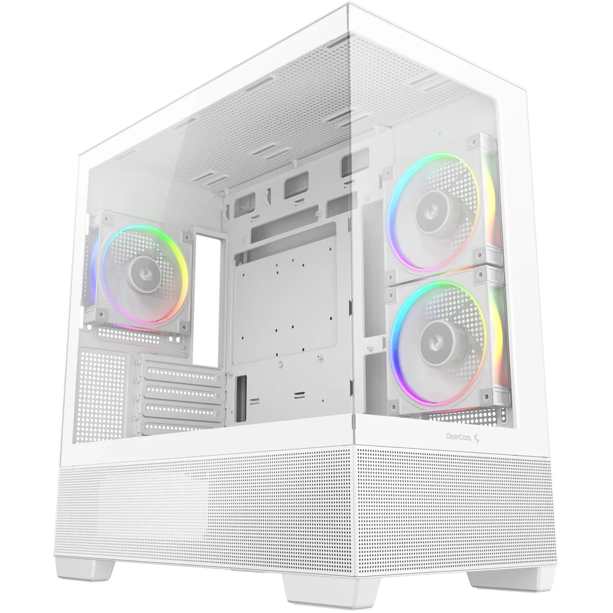 هيكل كمبيوتر DeepCool CG380 3F بانورامي ATX ميد تاور مع 3 مراوح ARGB مثبتة مسبقًا، دعم ردياتير 360mm + 240mm، أبيض - Thumbnail 12
