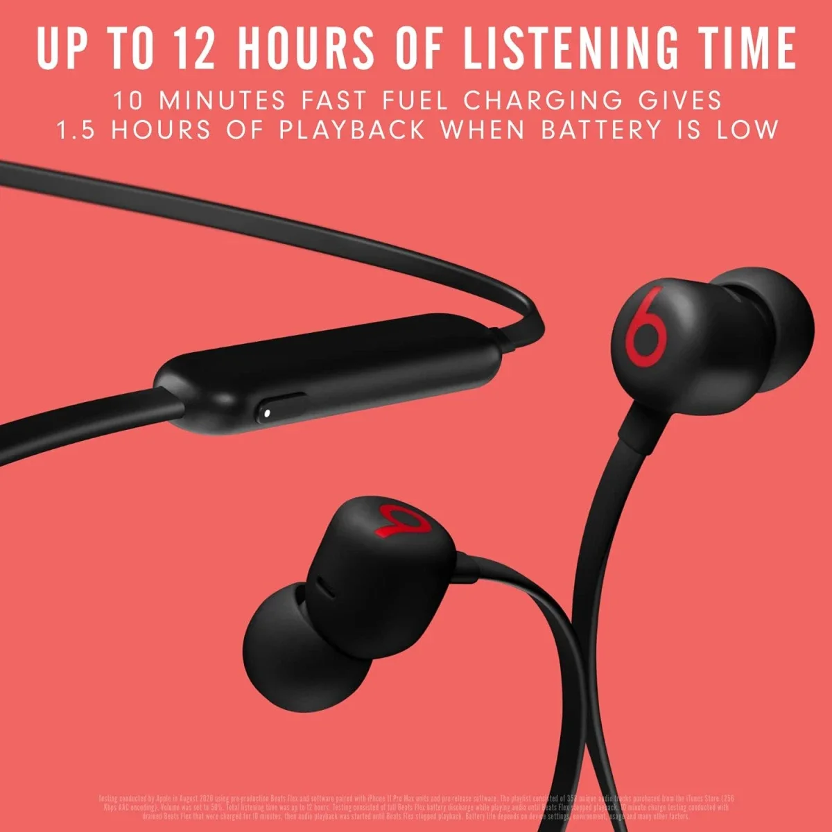 Beats Flex Wireless Earphones with Apple W1 Chip, Class 1 Bluetooth, 12-Hour Battery Life - Black - Image 5