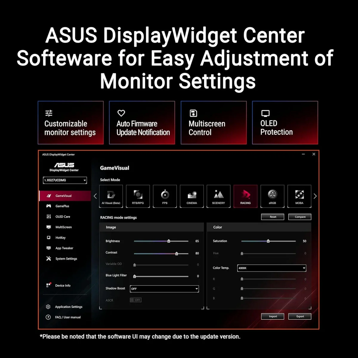 Asus XG27UCDMG ROG Strix OLED 27-Inch 4K QD-OLED Gaming Monitor, 240Hz, 0.03ms - Thumbnail 7