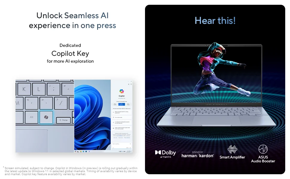 Asus VivoBook S 14 (2025) K5406SA Laptop 14.0-inch 3K OLED 120Hz Intel Core Ultra 7 256V 16GB RAM 1TB SSD Mist Blue - Thumbnail 14