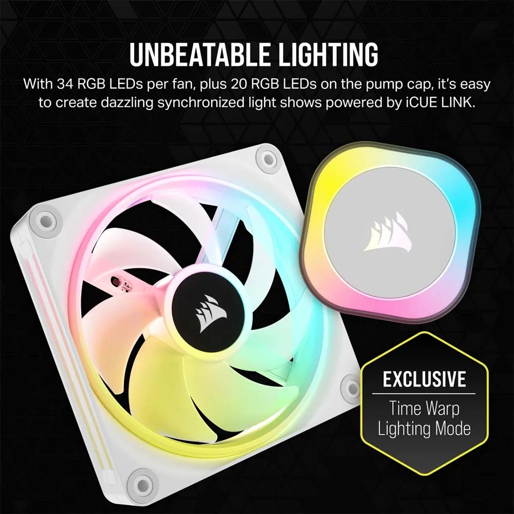 مبرد معالج مائي Corsair iCUE LINK H100i RGB مقاس 240 ملم أبيض CW-9061005-WW - Image 12