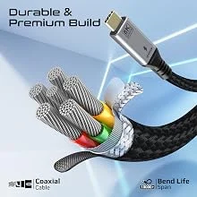Promate PowerBolt5-80G Thunderbolt 5 USB4 USB-C to USB-C Cable 80Gbps 240W 1.2M Black - Thumbnail 11