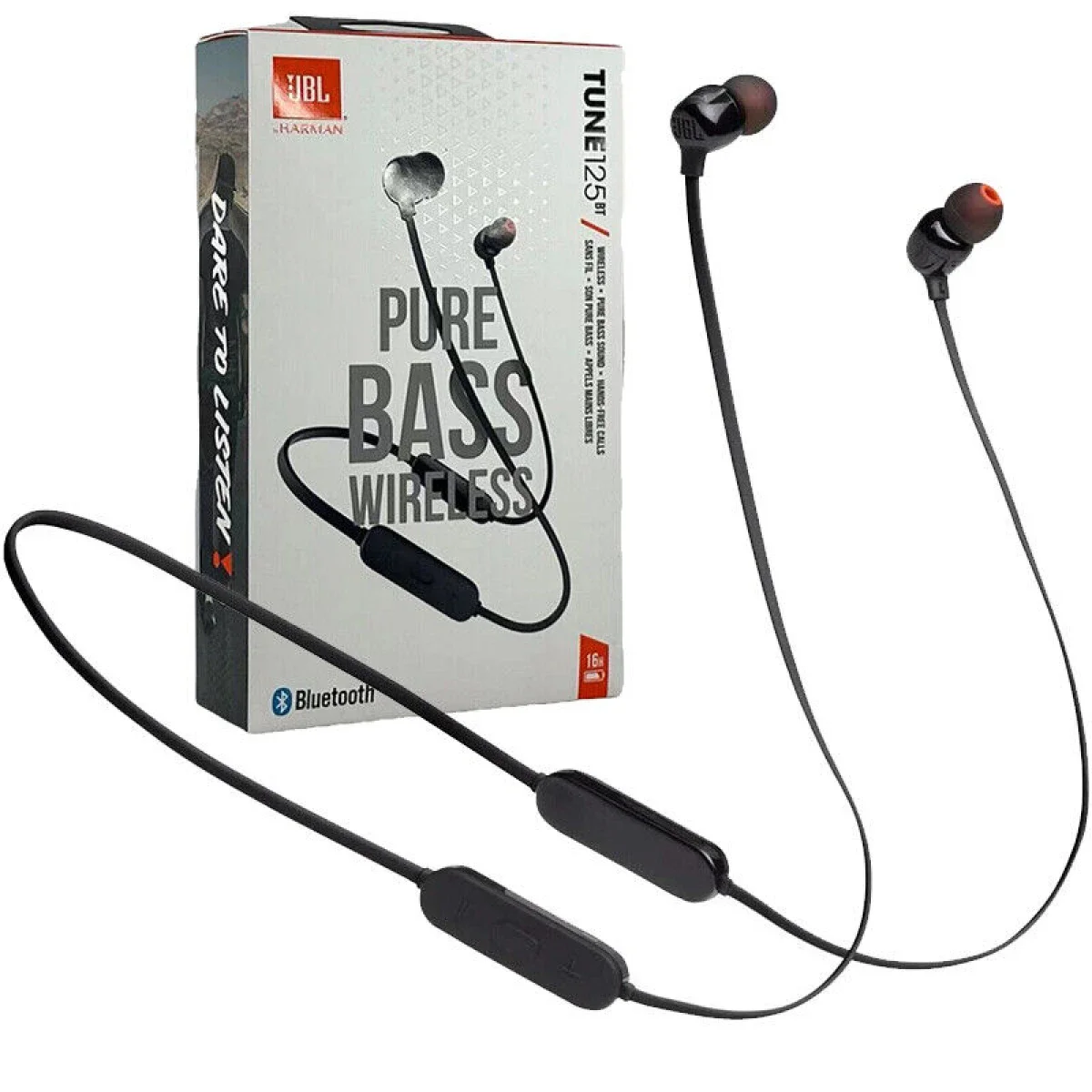 JBL Tune 125BT Wireless In-Ear Headphones with Pure Bass, Bluetooth 5.0, Black
