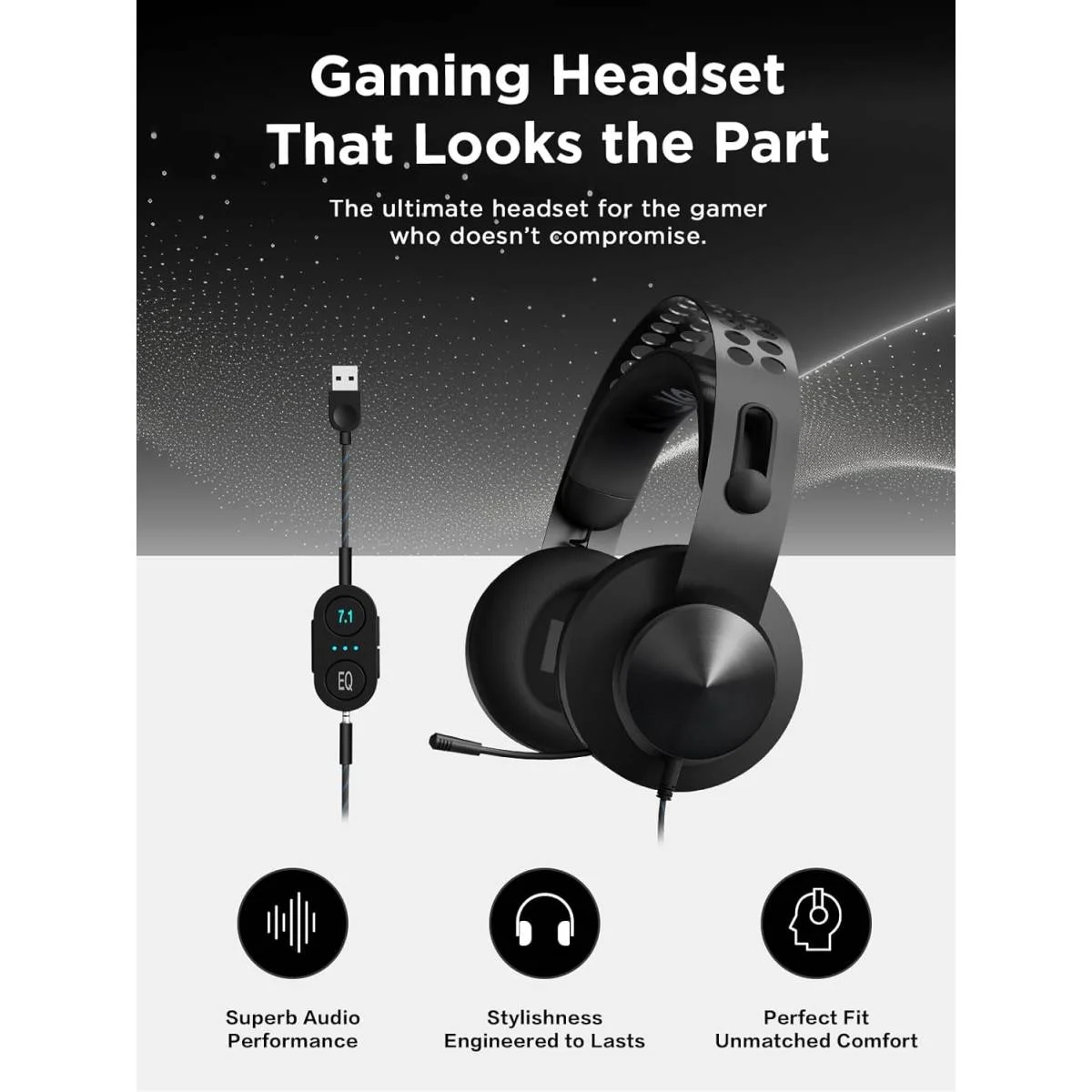 Lenovo Legion H500 Pro 7.1 Surround Sound Gaming Headset GXD0T69864 Black - Image 3