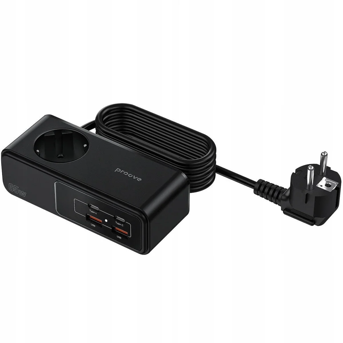 مشترك كهربائي Proove Homester Pro بقدرة 65 واط مع 3 مقابس AC ومنفذي USB-C ومنفذي USB-A وكابل 1.5 متر - أسود - Image 2