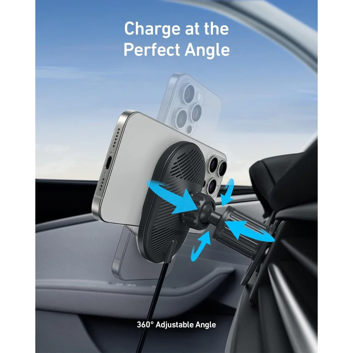 Anker MagGo Qi2 15W Magnetic Wireless Car Charger for iPhone 16/15/14 - Image 5