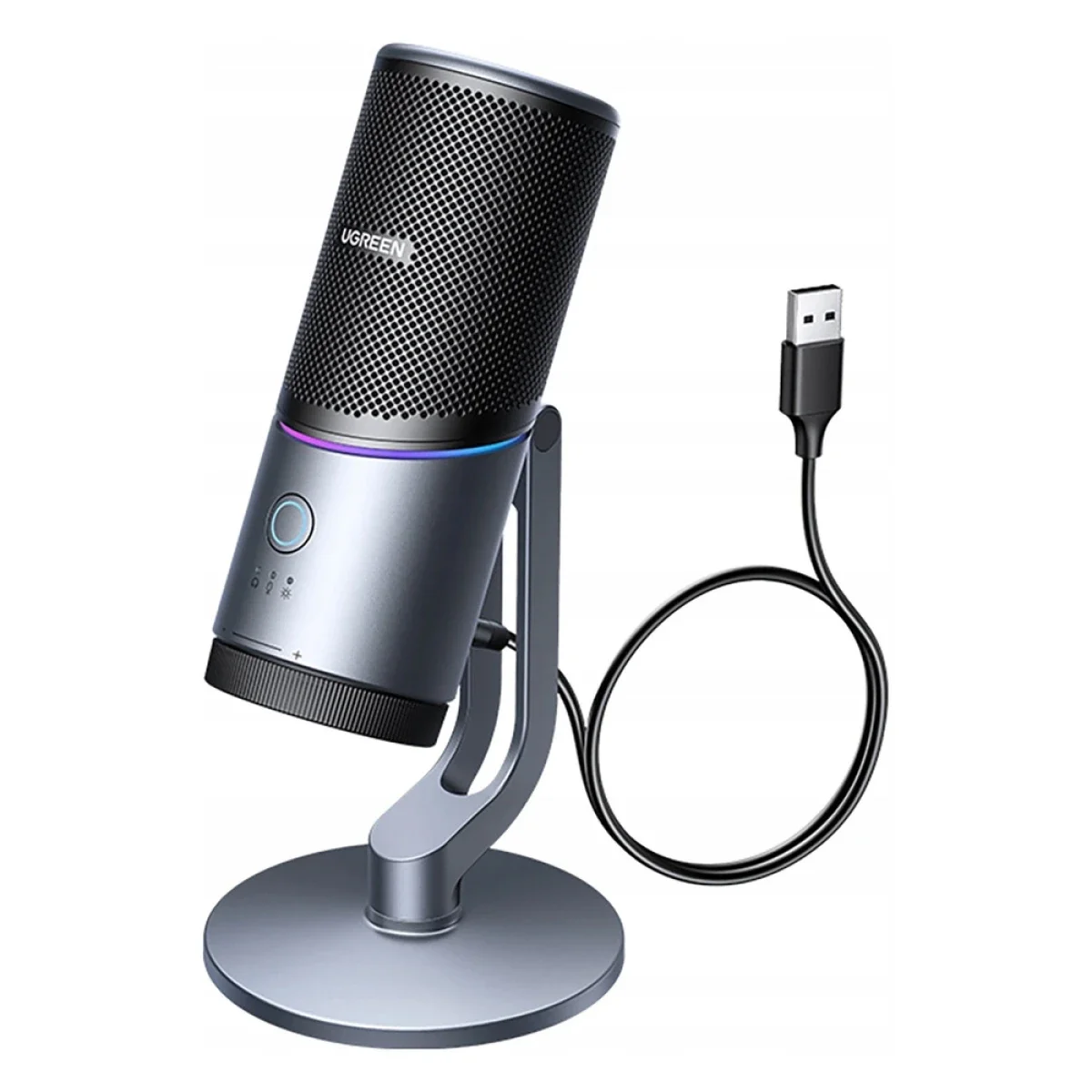 Ugreen CM769 USB Condenser Microphone with RGB, 24-bit/96 kHz Cardioid Pickup - Dark Gray