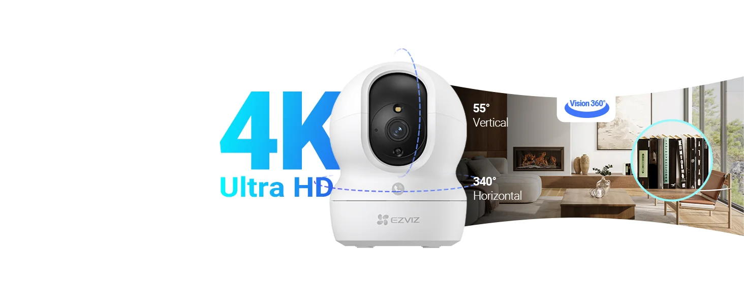 كاميرا مراقبة داخلية Ezviz CP1 Pro 4K مع دوران وإمالة 360° وWi‑Fi 6 ثنائي النطاق وتتبع تلقائي وصوت ثنائي الاتجاه - Thumbnail 11