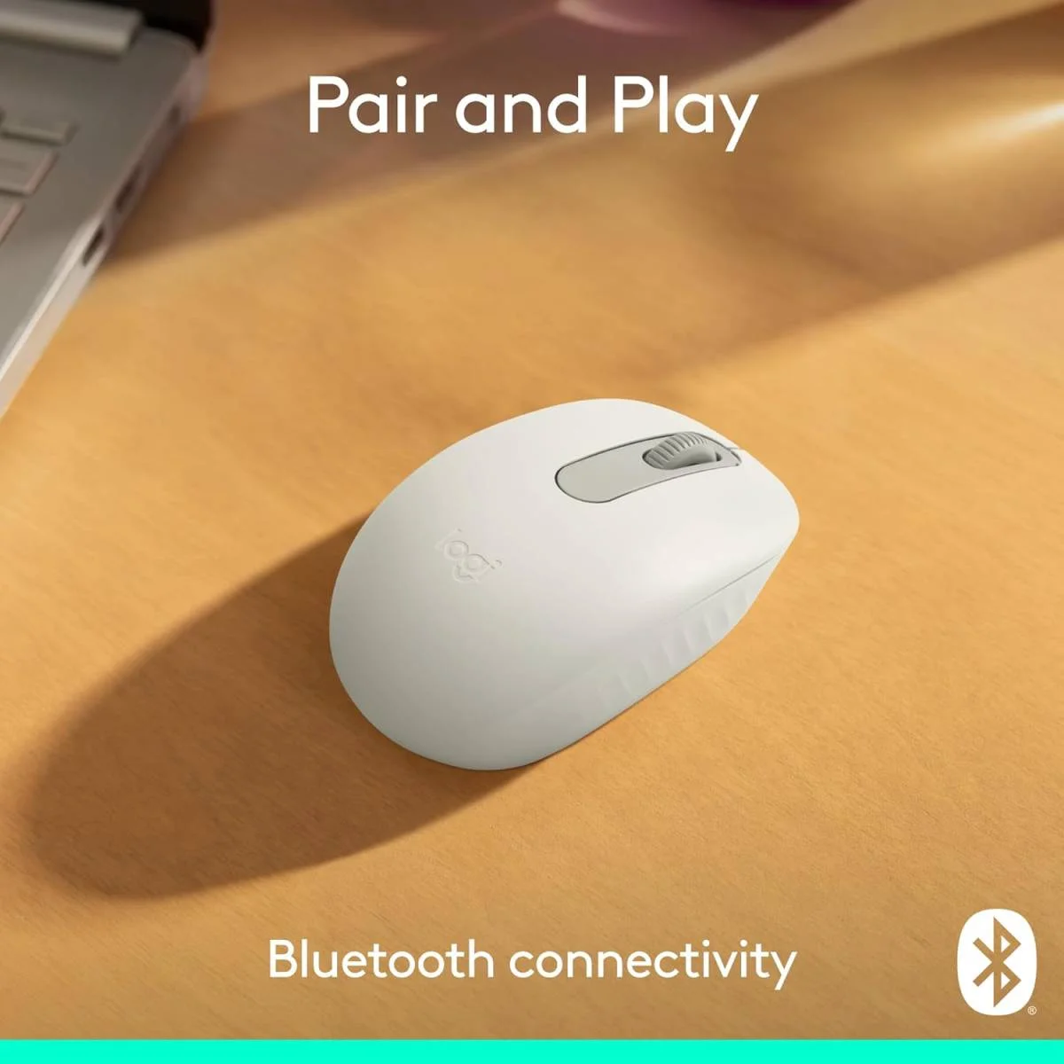 ماوس Logitech M196 لاسلكي بتقنية Bluetooth بتصميم صغير محمول وبطارية 12 شهر - أوف وايت