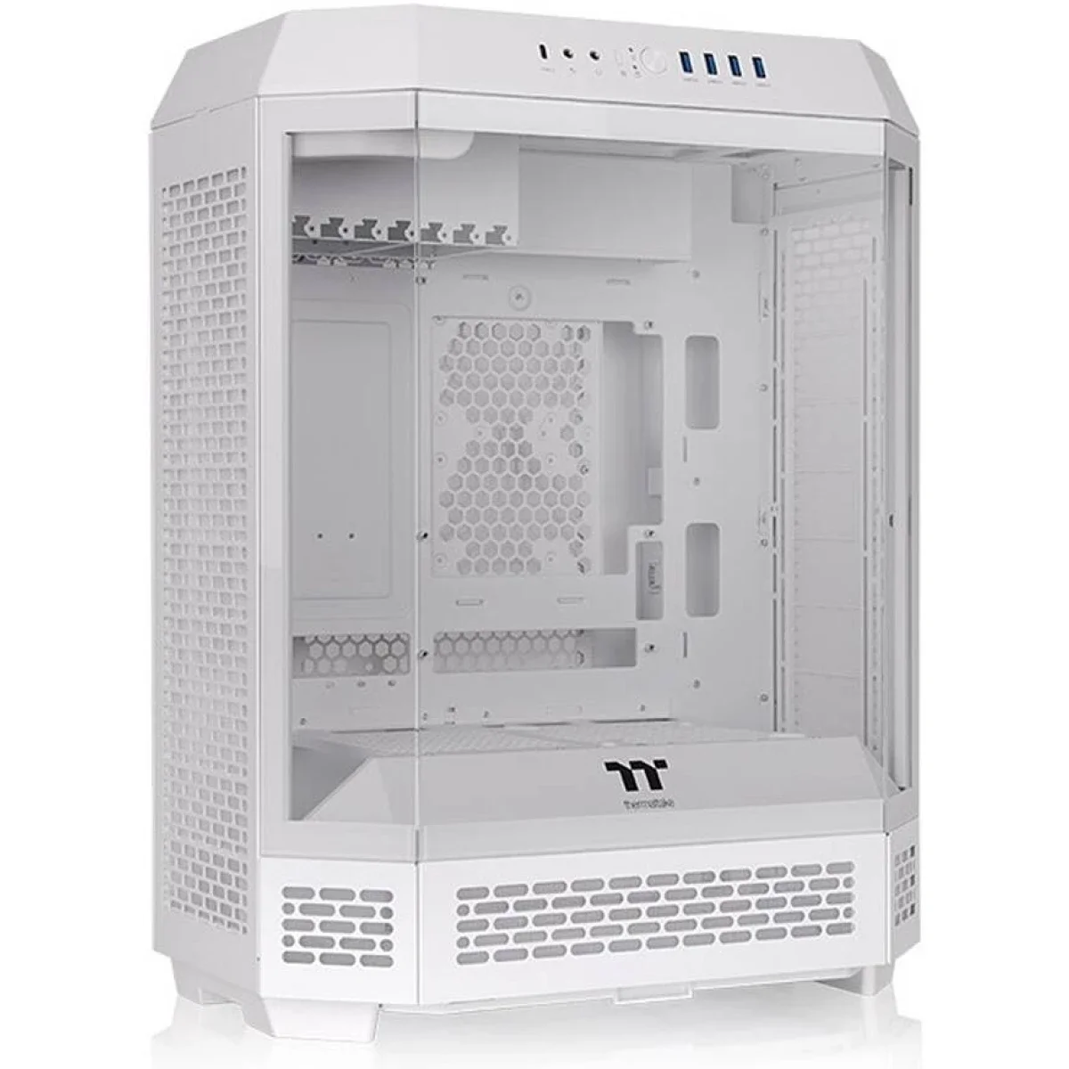 هيكل كمبيوتر Thermaltake The Tower 600 ميد تاور مع 3 ألواح زجاج مقسى ودعم اللوحات الأم ذات الموصلات المخفية - White - Image 2