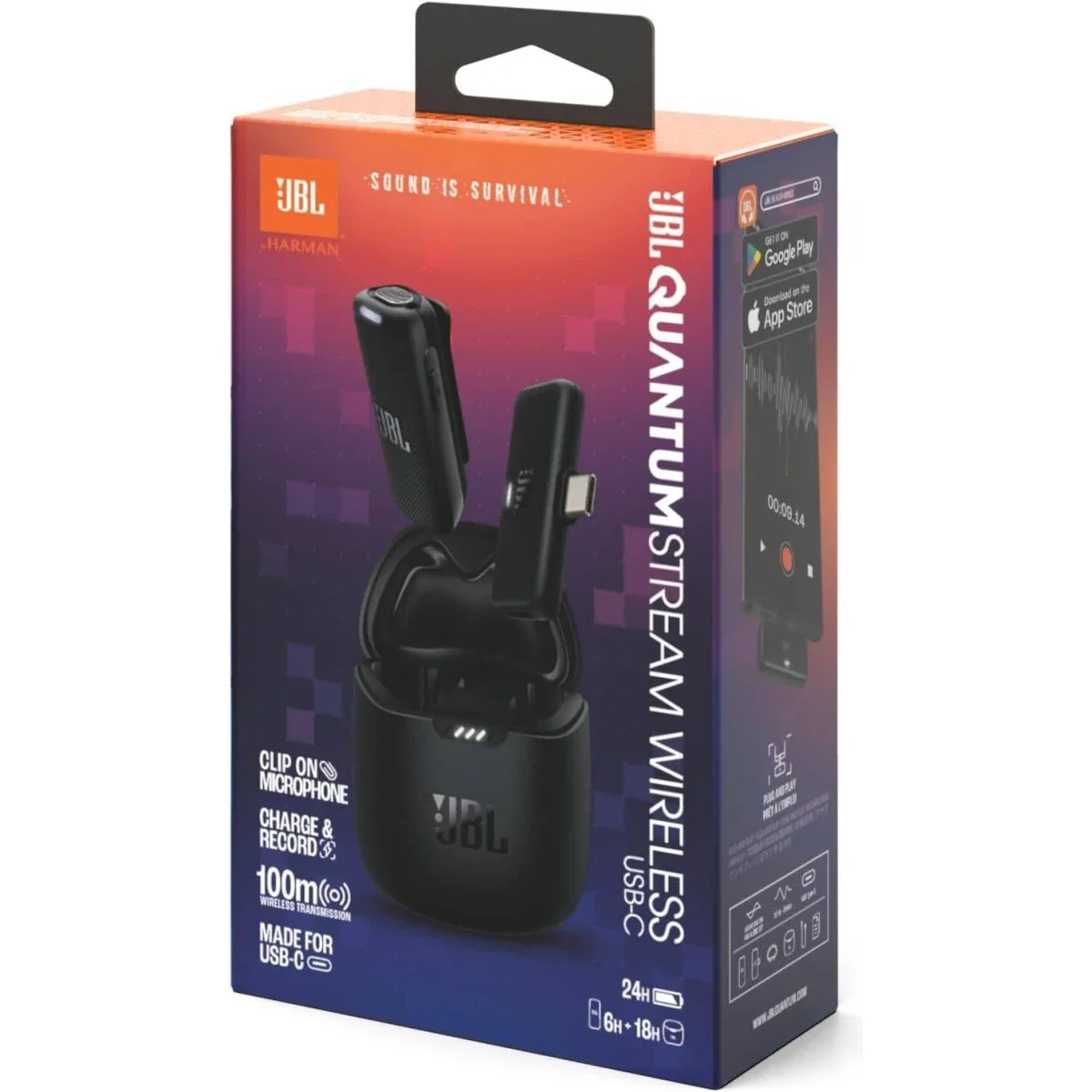 JBL Quantum Stream Wireless USB-C Wearable Streaming Microphone, Black