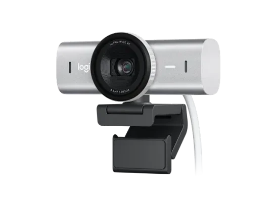 كاميرا ويب Logitech MX Brio بدقة 4K Ultra HD وتحسين الصورة بالذكاء الاصطناعي – رمادي فاتح - Thumbnail 5