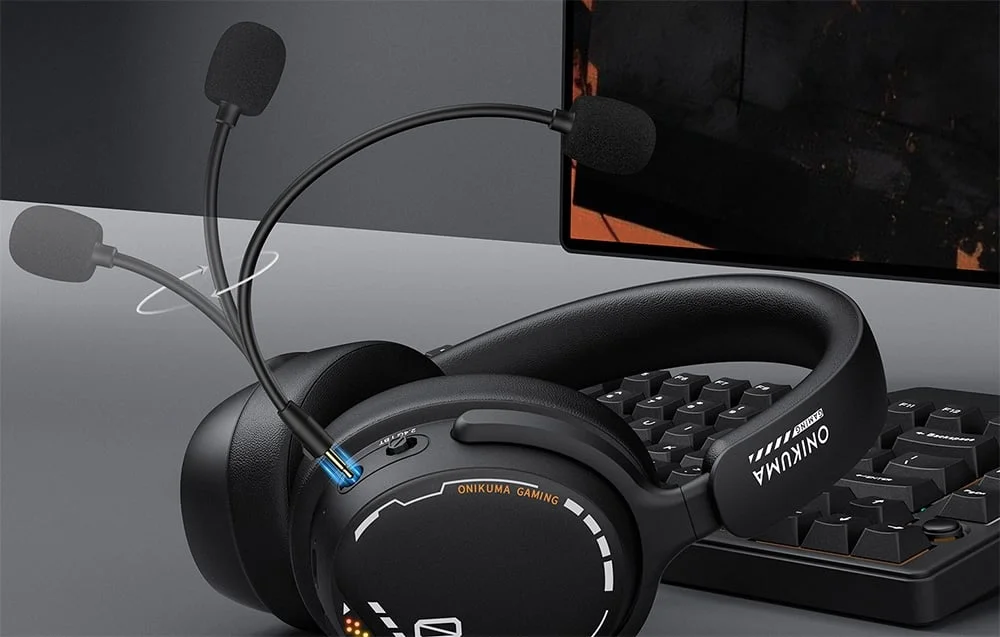 ONIKUMA GT886 Tri-Mode Wireless Gaming Headset with 2.4GHz, Bluetooth 5.3 & 3.5mm AUX - Black - Image 10