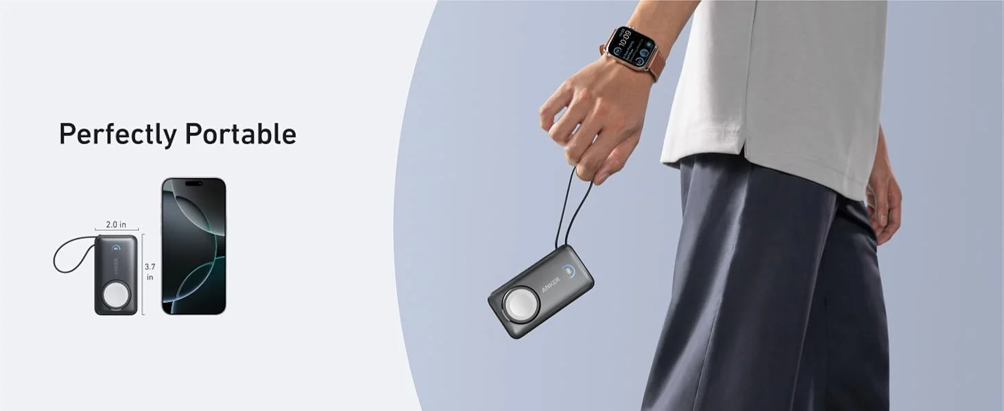 Anker MagGo Power Bank for Apple Watch 10000mAh with Built-in USB-C Cable 35W Black - Thumbnail 14