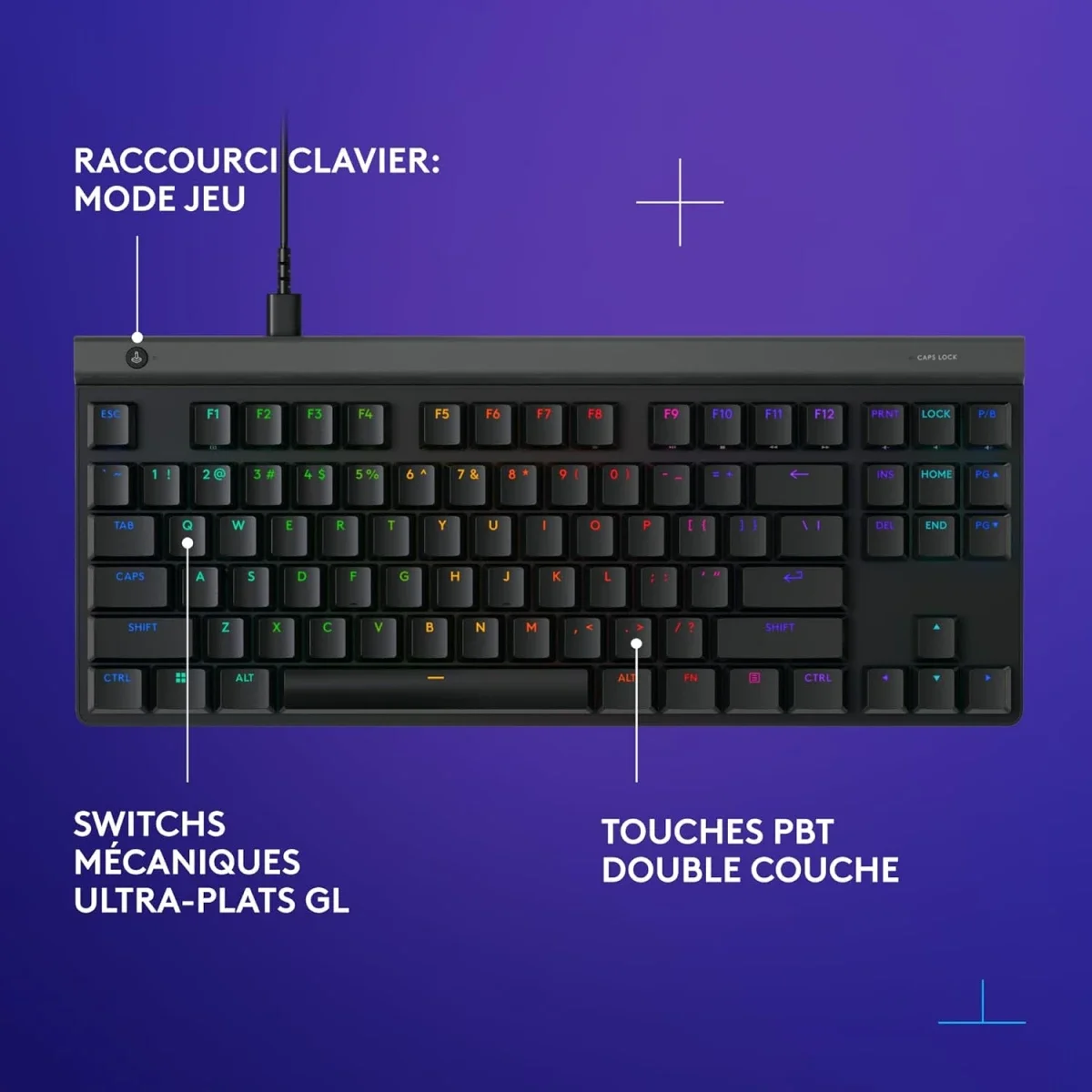 Logitech G515 LIGHTSPEED TKL Wireless Mechanical Gaming Keyboard, GL Tactile Switches, RGB, US QWERTY, Black - Thumbnail 7