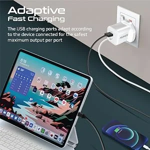 شاحن حائط Promate PowerPort-PDQC3 USB-C بقدرة 33 واط مع QC 3.0 بقدرة 22.5 واط وكابل 1.5 متر - أبيض - Thumbnail 12