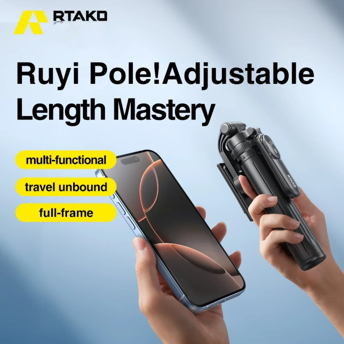 عصا سيلفي RTAKO M17 فائقة الحمل 1.7 متر - أسود