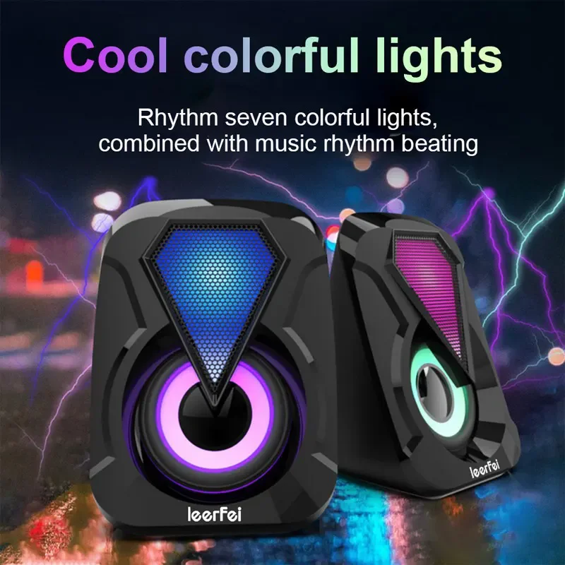 سماعة LEERFEI E-1053 USB بإضاءة RGB - Image 3