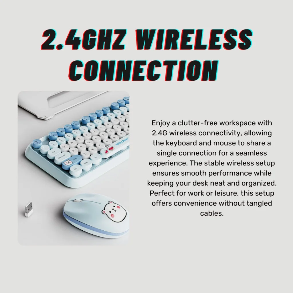 AJAZZ AT042 Wireless 2.4G Keyboard and Mouse Combo – Pink - Thumbnail 3