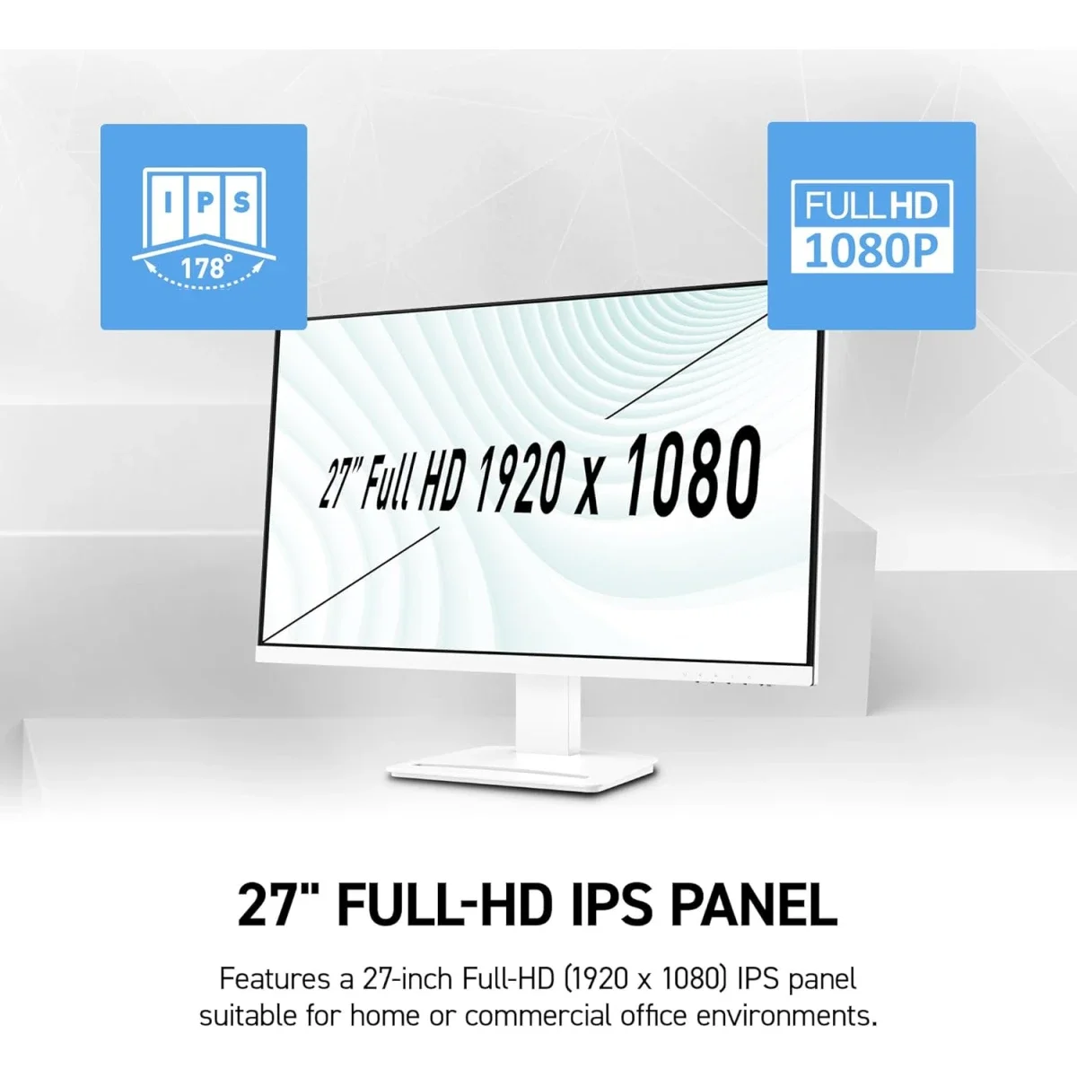 شاشة MSI 27 إنش IPS Full HD بتردد 144 هرتز واستجابة 1 مللي ثانية، سماعات وHDMI وDP وتثبيت VESA وإمالة وLess Blue Light PRO، أبيض - PRO MP273W E14A - Thumbnail 5