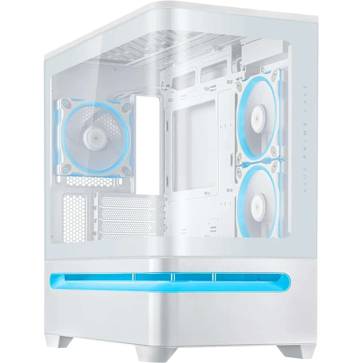 Asus Prime AP202 ARGB White Micro-ATX PC Case with Curved Tempered Glass and 3 ARGB Fans