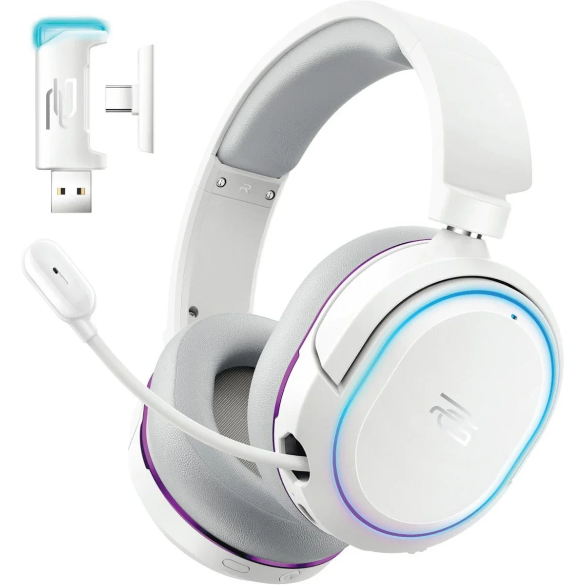 Proove Rapture Wireless Gaming Headphones 34-Hour 2.4GHz Bluetooth 5.0 AUX - White