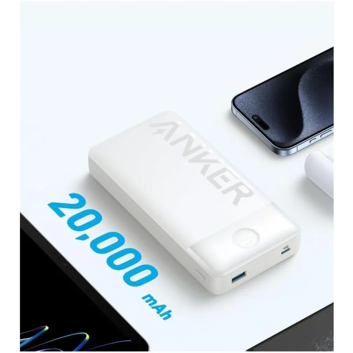 Anker A1367H21 15W 200000mAh 2-Port Power Bank with USB-C Cable - White - Image 5