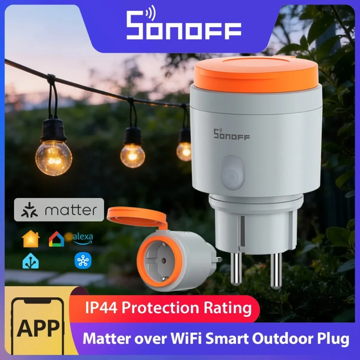 SONOFF S61STPF-PM-O Outdoor Type F Matter Wi-Fi Smart Plug with Energy Monitoring