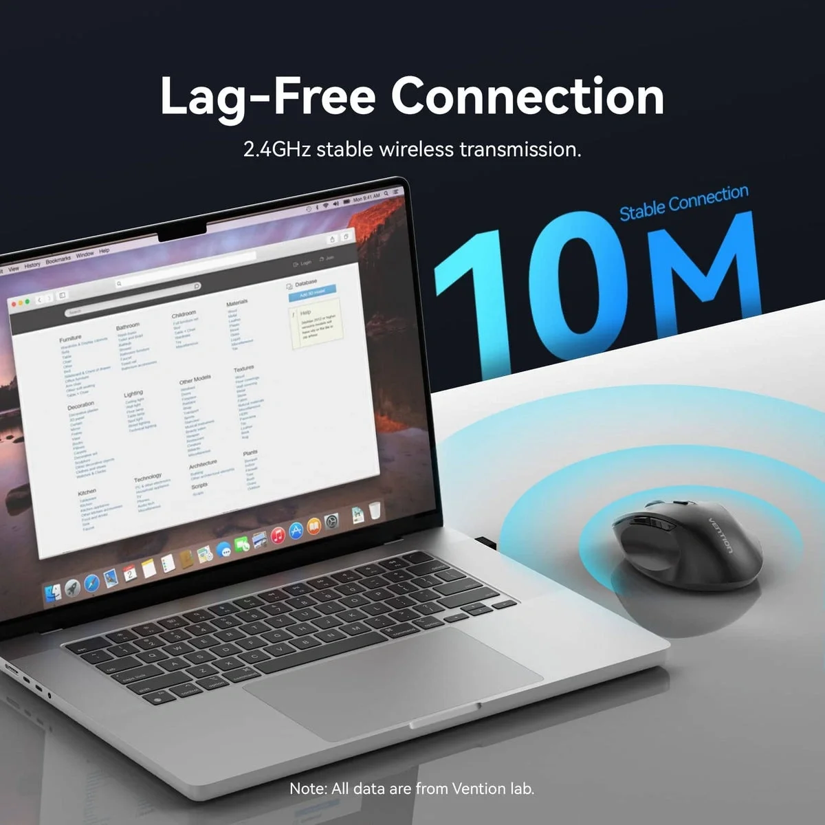 ماوس Vention KTHB0-ST لاسلكي 2.4G صامت بتصميم مريح – أسود - Image 3