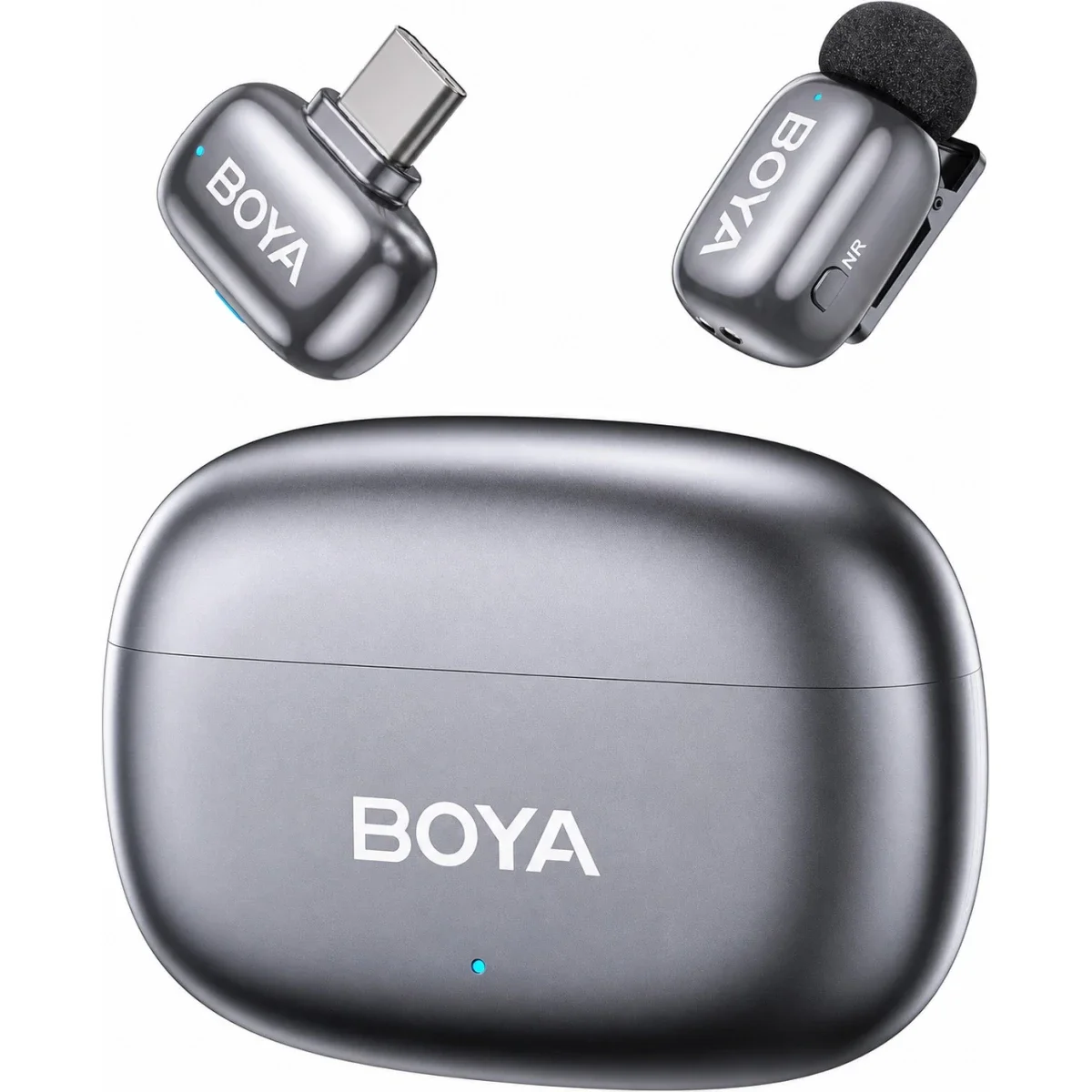 Boya mini 2-05 Wireless Lavalier Microphone with USB-C Receiver, 48kHz/24-Bit, 30-Hour Battery, Space Gray