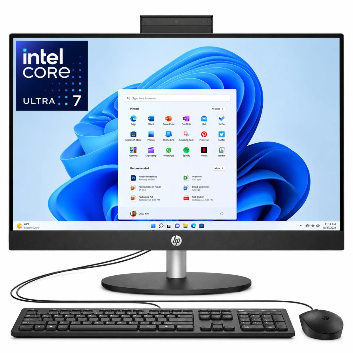 كمبيوتر الكل في واحد HP 24-cr1035ne (2025)، شاشة IPS ‏24 إنش Full HD، معالج Core Ultra 7 155U ‏12 نواة، رام DDR5 ‏8GB وSSD ‏512GB، أسود