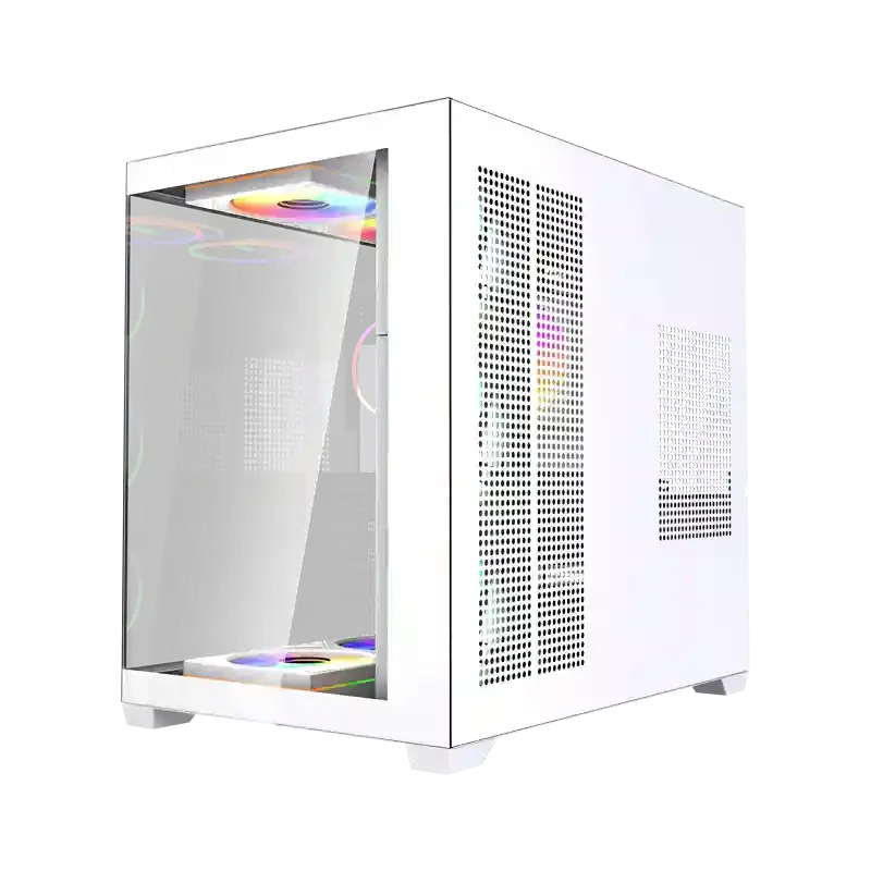 كيس ألعاب Fantech CG85X Lumina X ميد تاور أبيض مع 6 مراوح ARGB - Image 4