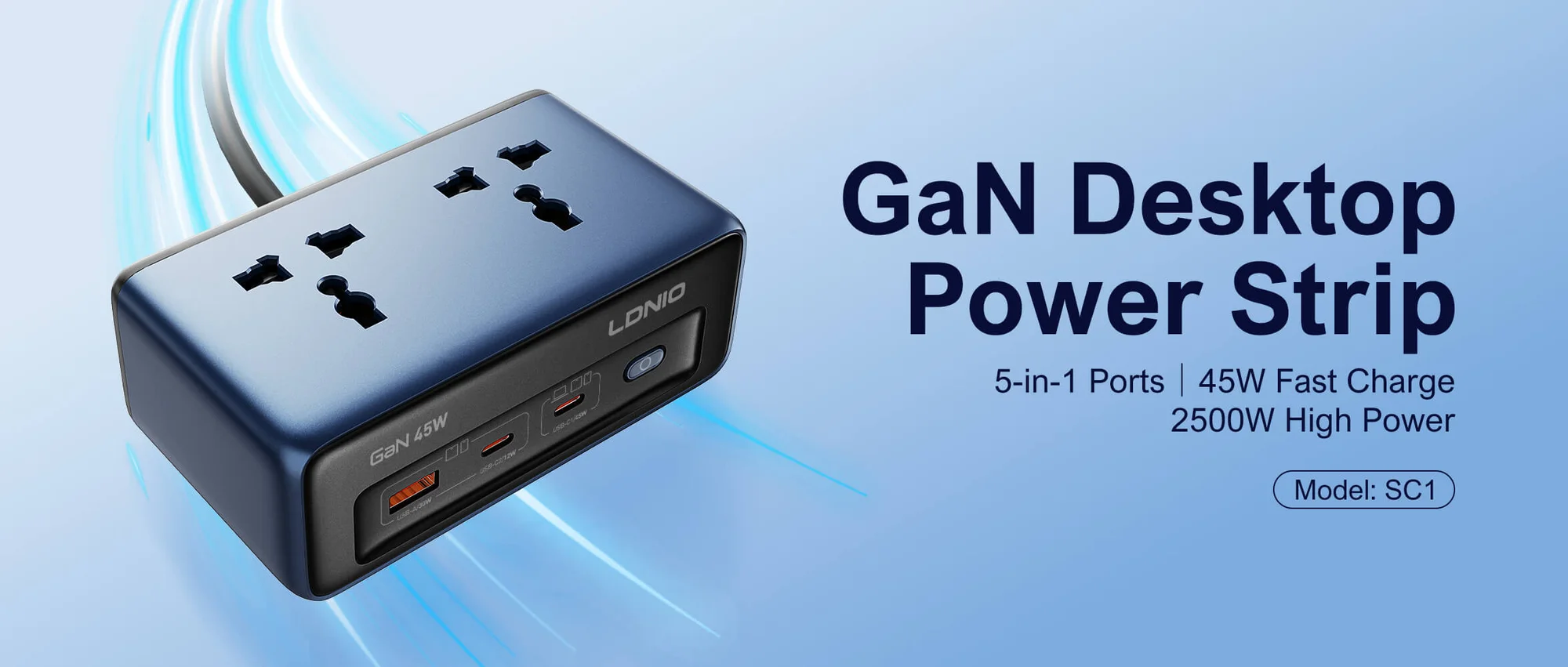 مشترك كهرباء عالمي LDNIO SC1 بقدرة 45W PD ومخرج 2500W - Thumbnail 9