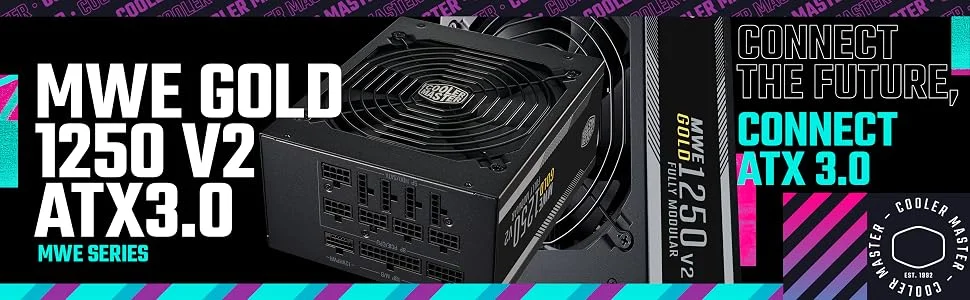 مزود طاقة Cooler Master MWE Gold 1250 V2 ATX 3.0 بقدرة 1250 واط معياري بالكامل - Thumbnail 5