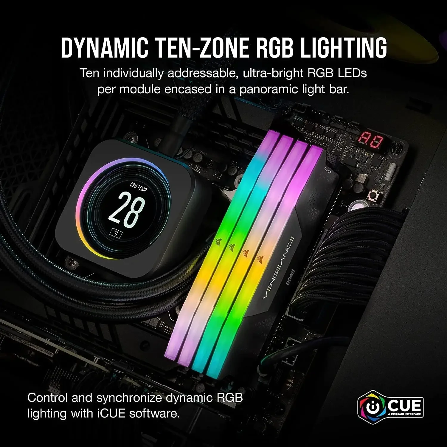 رام Corsair VENGEANCE RGB DDR5 بسعة 64GB (2x32GB) وتردد 5200MHz - Image 4