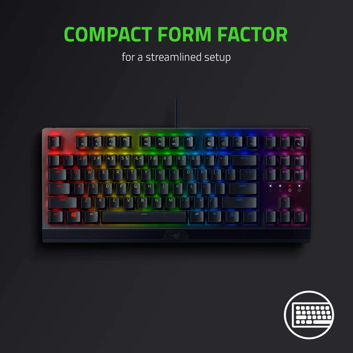 Razer BlackWidow V3 Tenkeyless TKL Mechanical Gaming Keyboard with Green Switches and Chroma RGB - Thumbnail 4