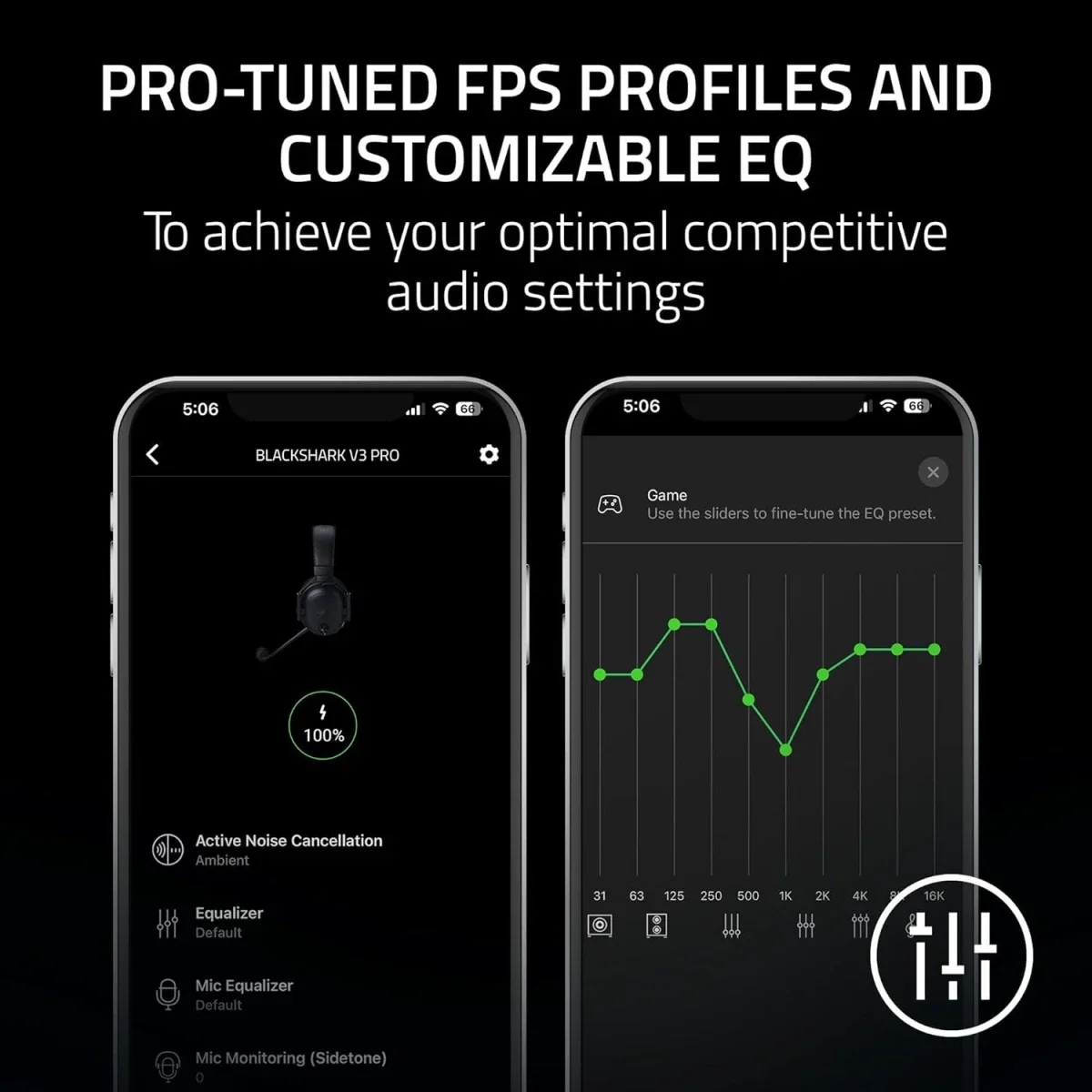 سماعة ألعاب Razer BlackShark V3 Pro لاسلكية مع ANC لجهاز PS5، مشغلات 50 مم، أسود - Image 8
