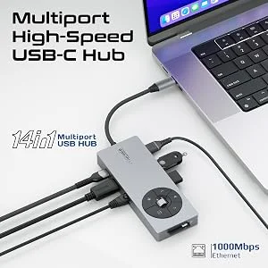 Promate ComandHub-Pro 14-in-1 USB-C Multiport Hub with 100W PD, 4K 60Hz HDMI & Gigabit Ethernet - Thumbnail 8