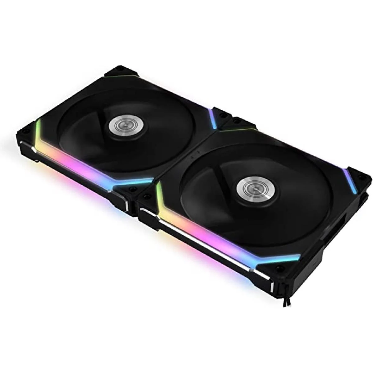 طقم مراوح LIAN LI UNI Fan SL140 سوداء ARGB PWM مقاس 140 مم، عبوتان مع وحدة تحكم