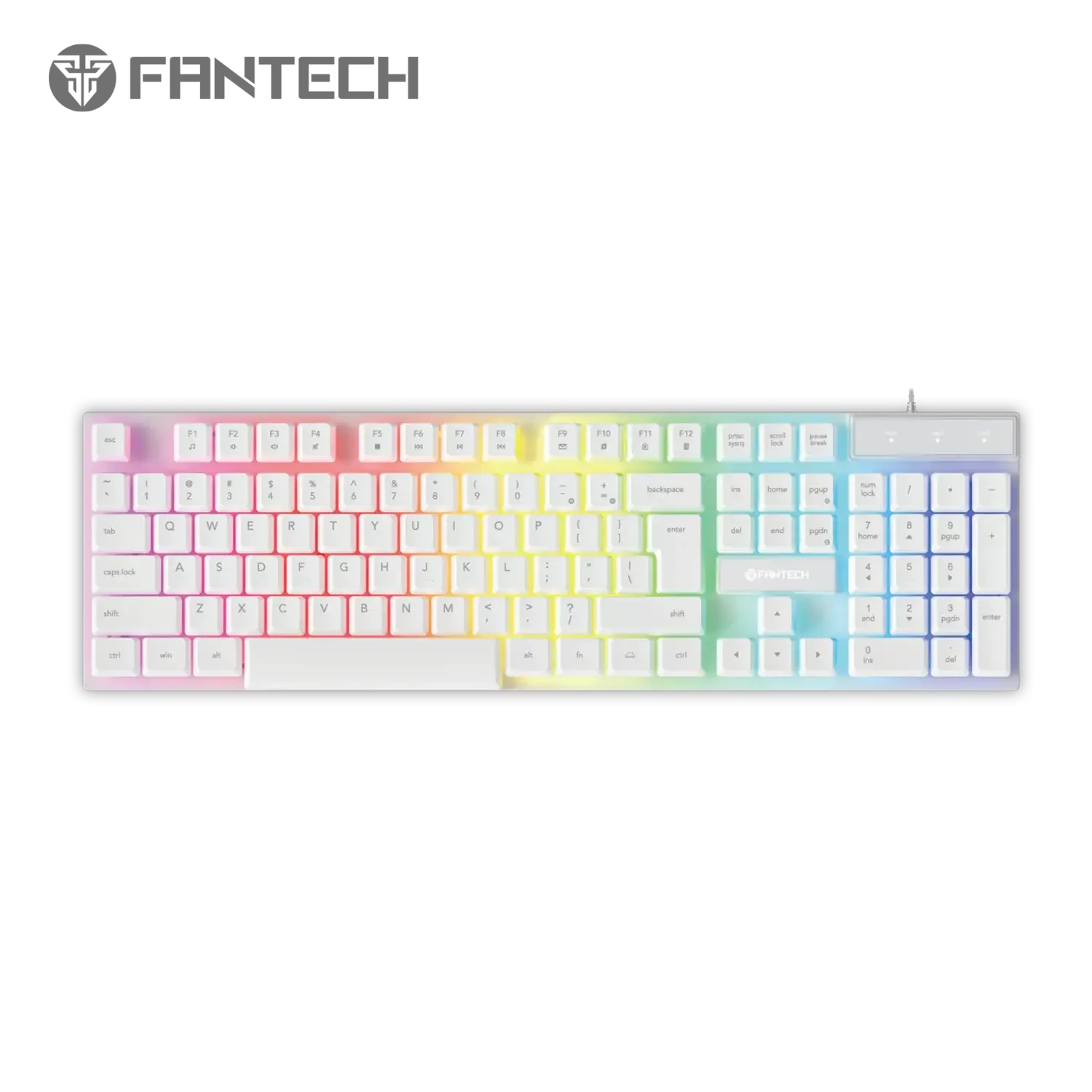 طقم ألعاب Fantech P51 5 في 1 باللون الأبيض كيبورد وماوس وماوس باد وسماعة وحامل سماعة - Thumbnail 7