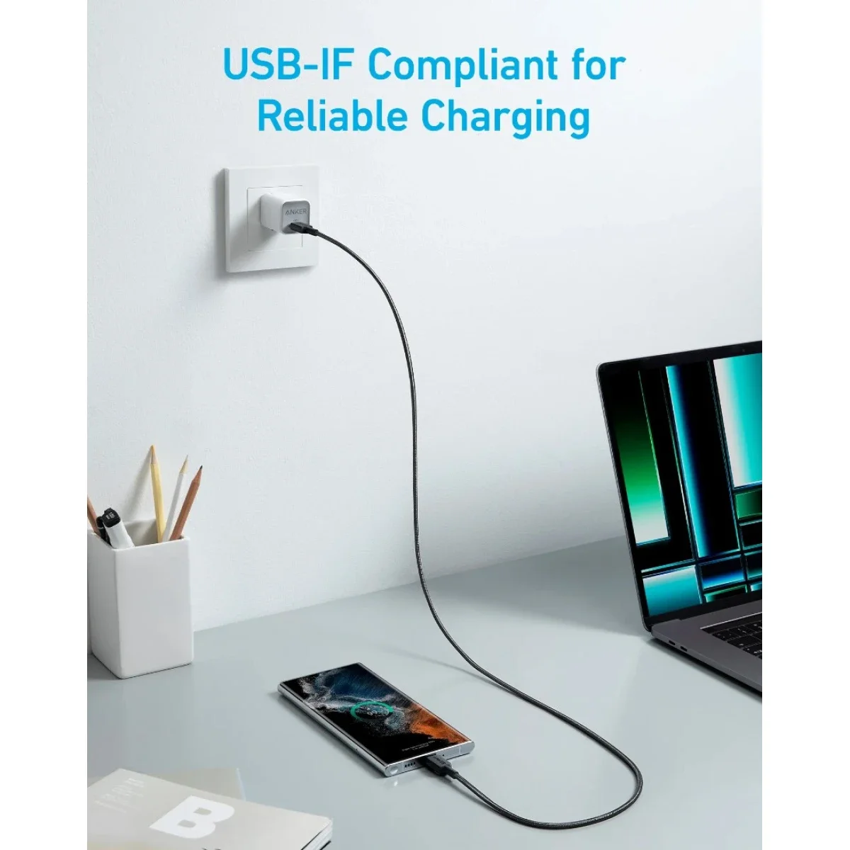 كابل Anker 322 USB-C إلى USB-C بطول 0.9 متر وقدرة 60 واط أسود - Image 4