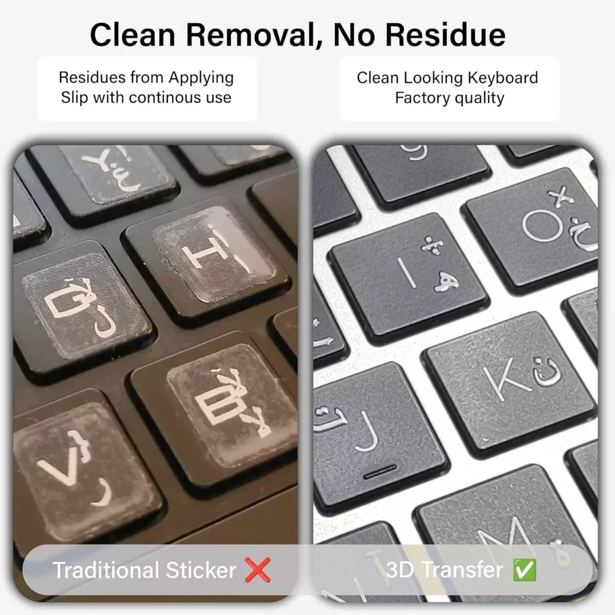 White Plastic Arabic 3D Keyboard Letter Stickers – Factory-Style Look - Thumbnail 4