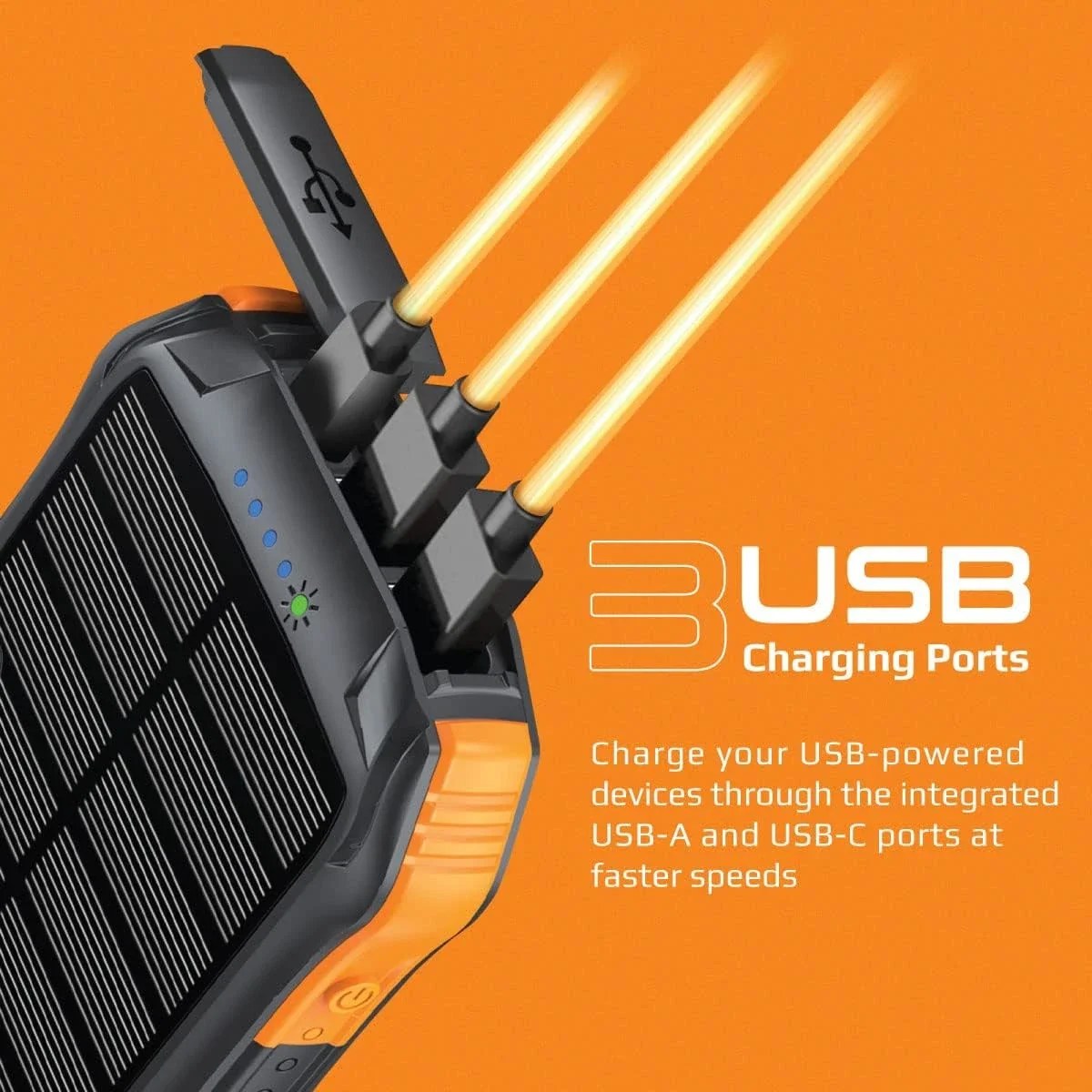 باور بانك شمسي Promate SolarTank-10PDQi بسعة 10000mAh مع USB-C PD بقدرة 20W وشحن Qi بقدرة 10W وإضاءة LED - أسود - Thumbnail 7