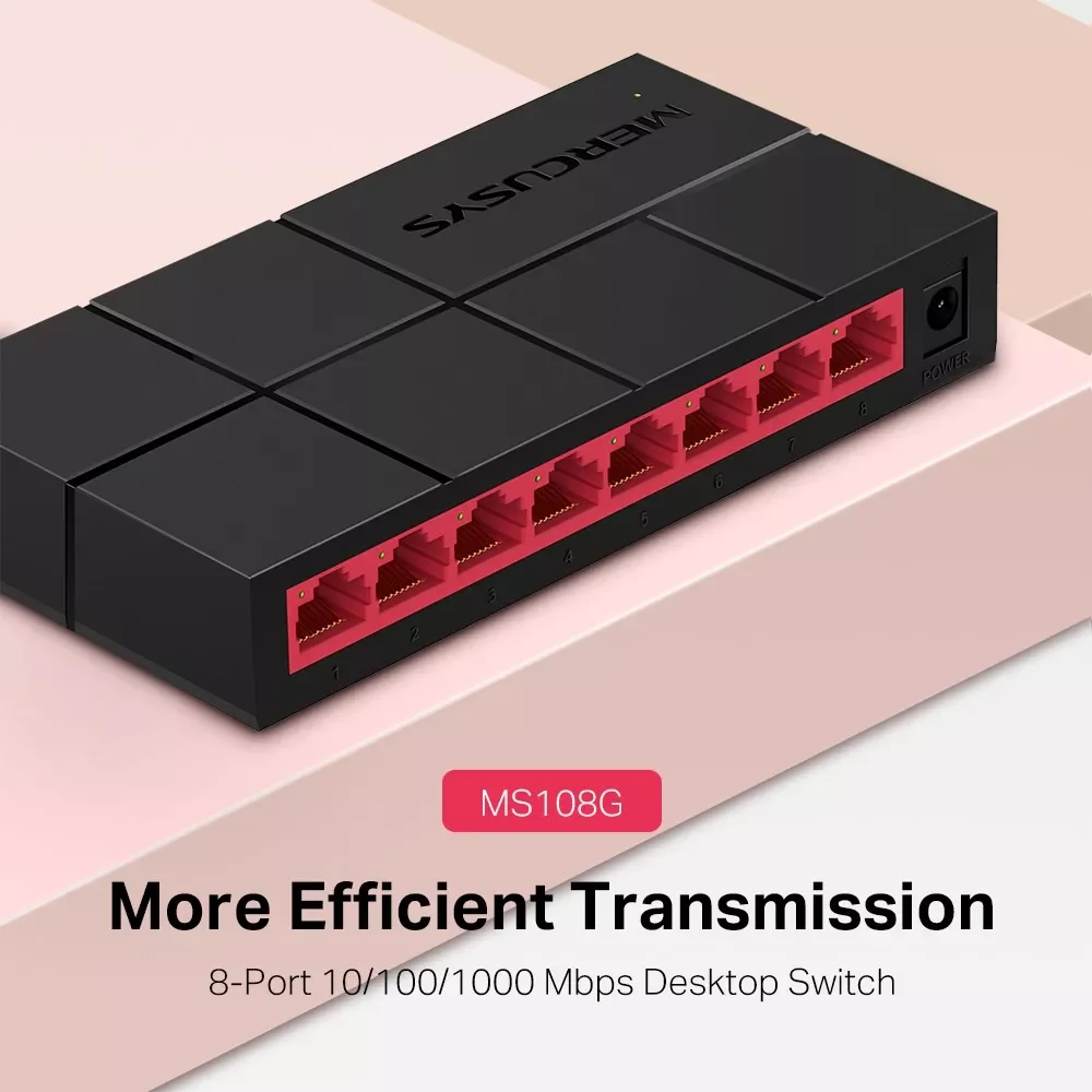 سويتش شبكة MERCUSYS MS108G جيجابت مكتبي 8 منافذ - Thumbnail 6
