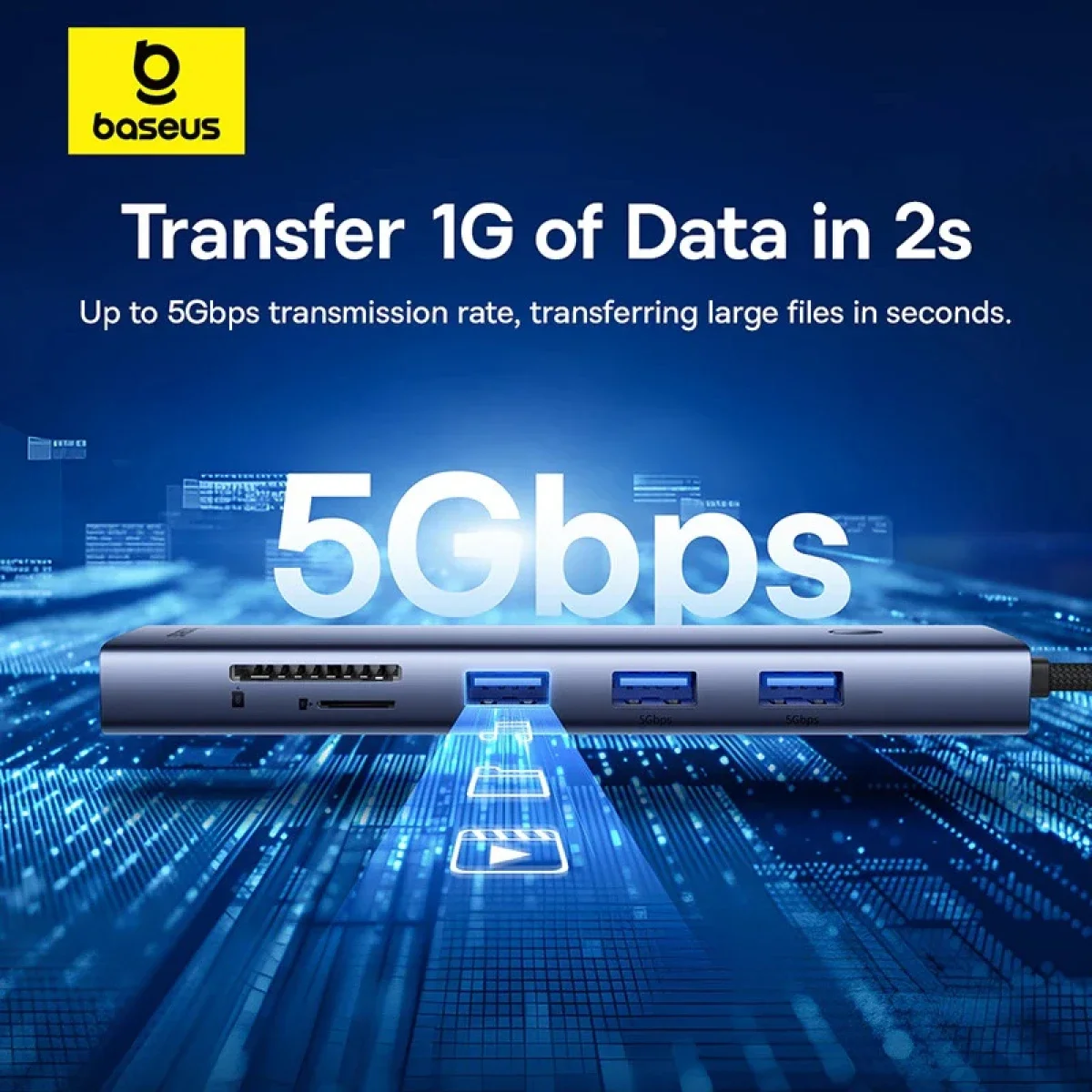 محطة إرساء وموزع USB-C Baseus UltraJoy Series 10 منافذ مع HDMI وVGA و3x USB 3.0 وPD وRJ45 وSD/TF - Space Gray - Image 7