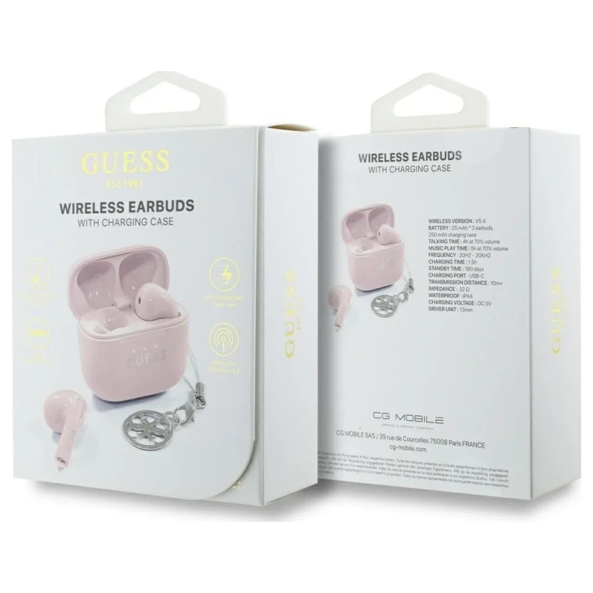 Guess GUTWSXMCCLP TWS Earphones Bluetooth 5.4 - Pink - Image 6